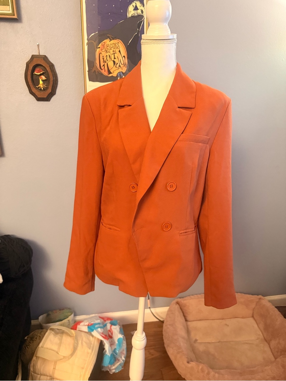 Forever 21 Women's Rust Orange Double-Breasted Blazer